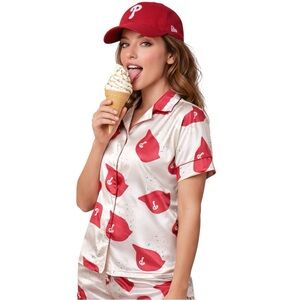 Philadelphia Phillies Soft Serve Ice Cream Satin Pajama Set 2-Piece Shorts